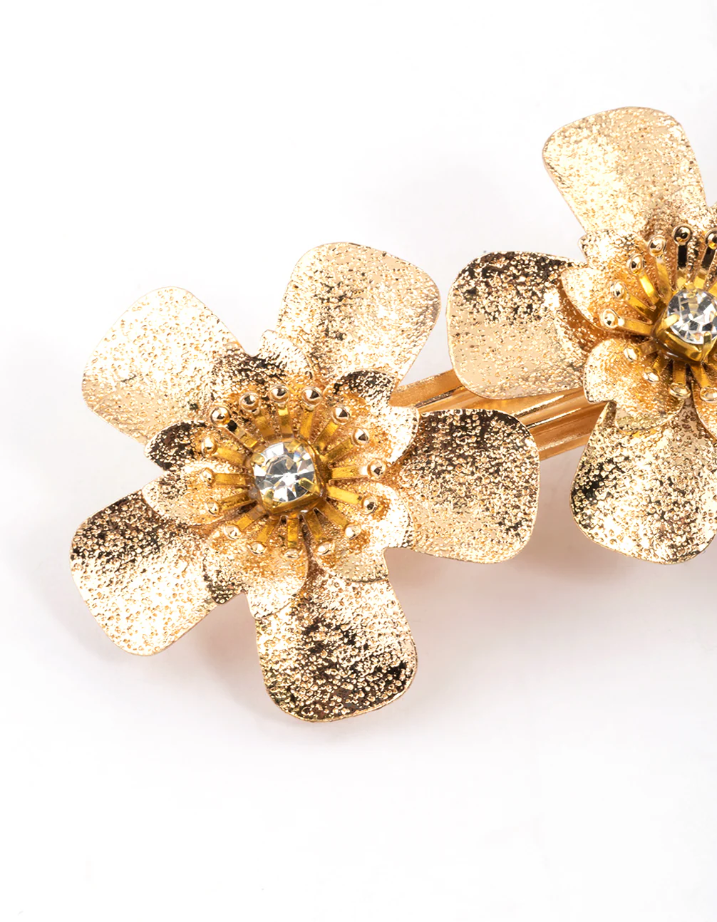 Gold Diamante Flower Hair Clips - Image 2