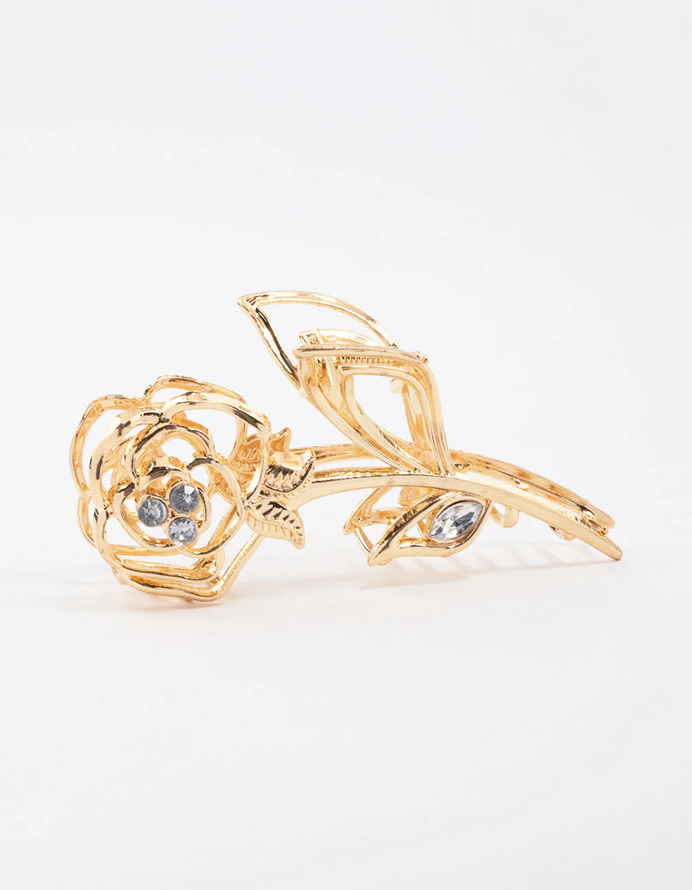 Gold Large Rose Outline Hair Claw Clip - Image 2