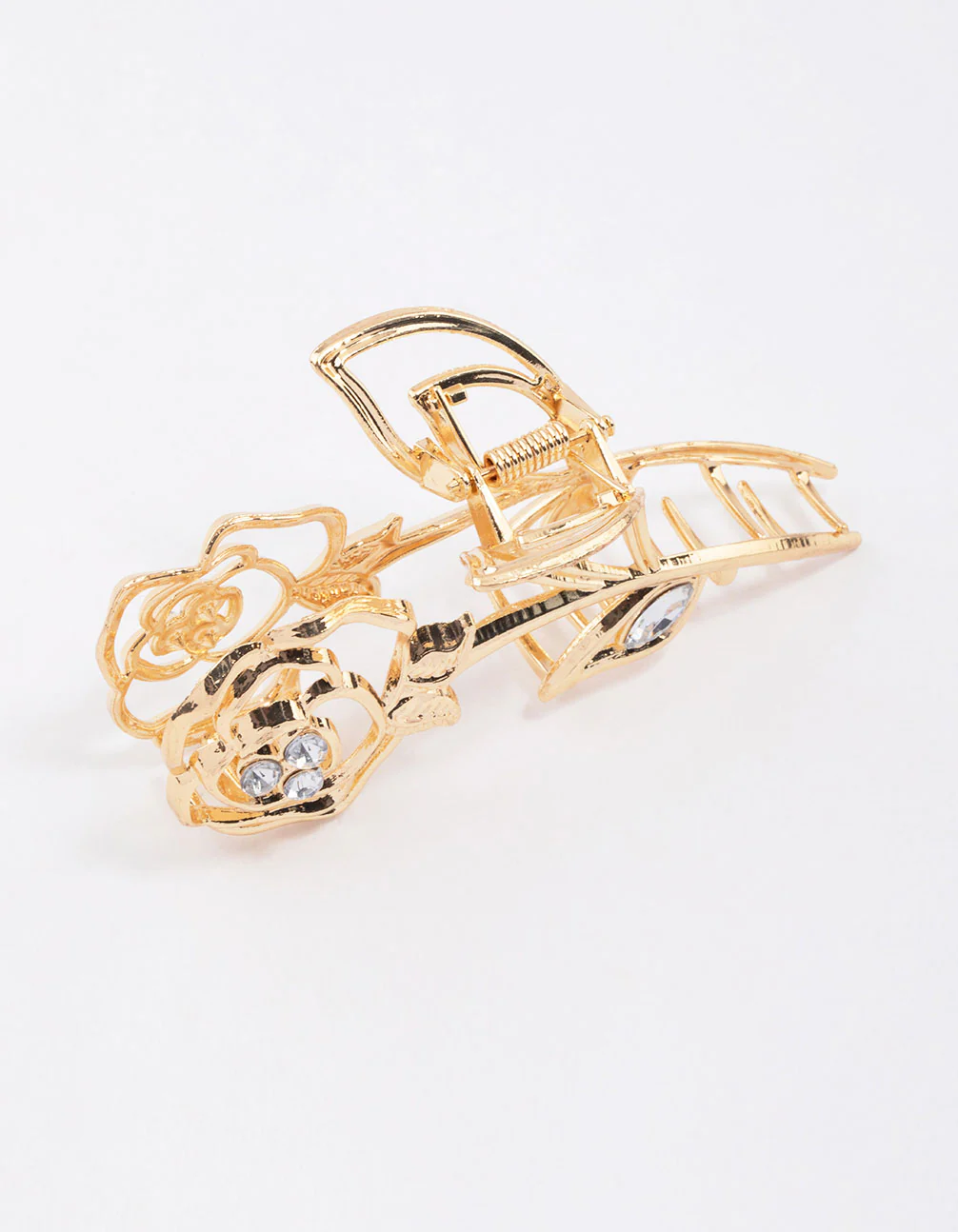 Gold Large Rose Outline Hair Claw Clip - Image 3