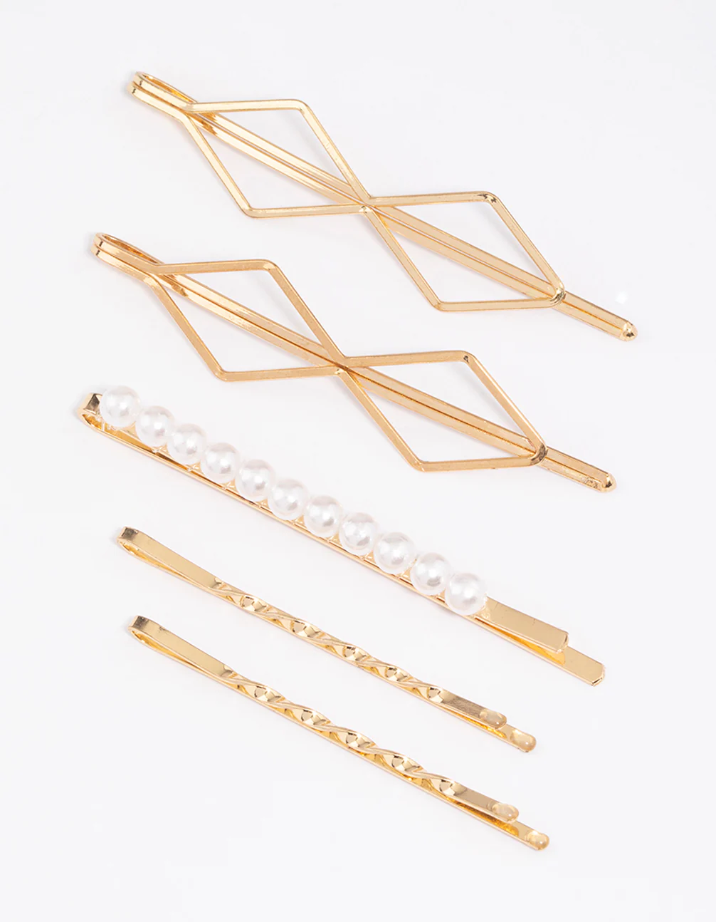 Gold Pearl Hair Slide 5-Pack - Image 2