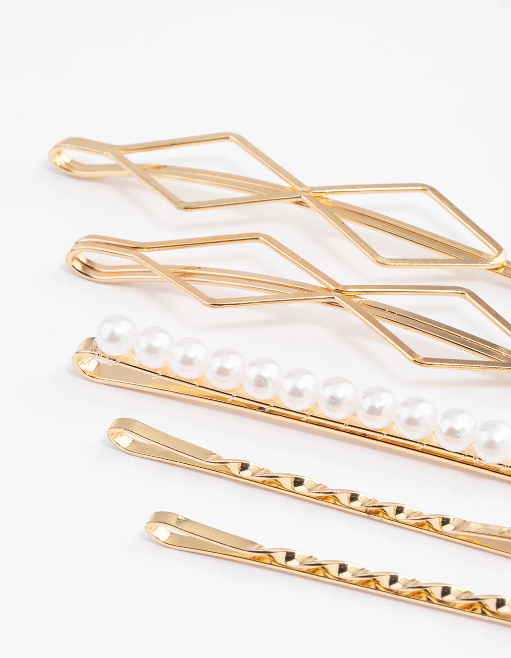 Gold Pearl Hair Slide 5-Pack - Image 3