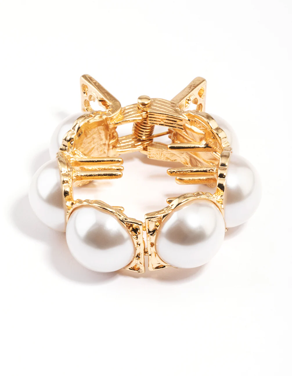 Gold Pearl Detail Ponytail Accessory - Image 2