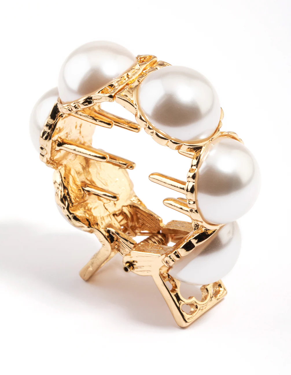 Gold Pearl Detail Ponytail Accessory - Image 3