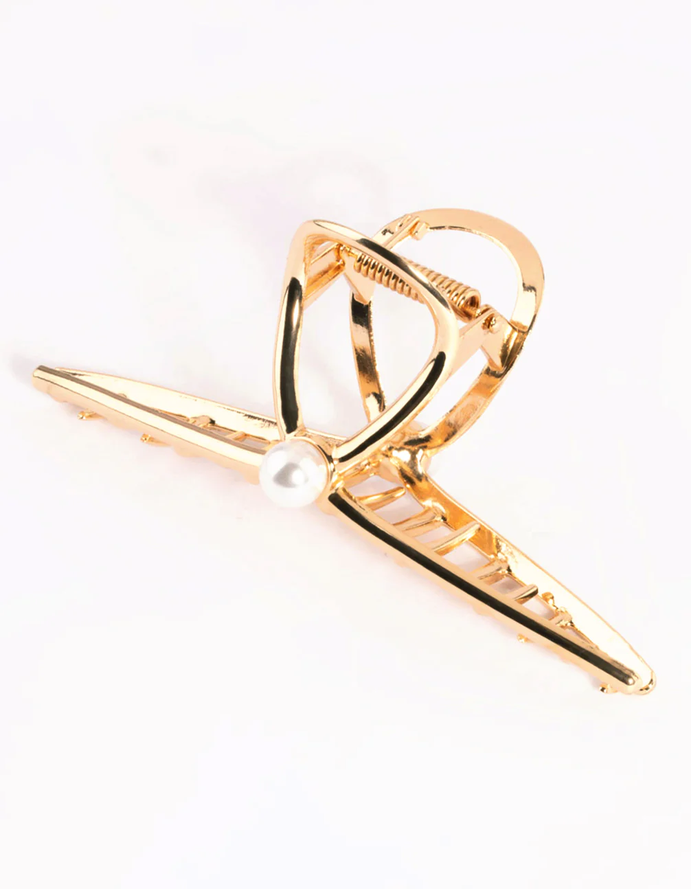 Gold Single Pearl Dainty Claw Clip - Image 2