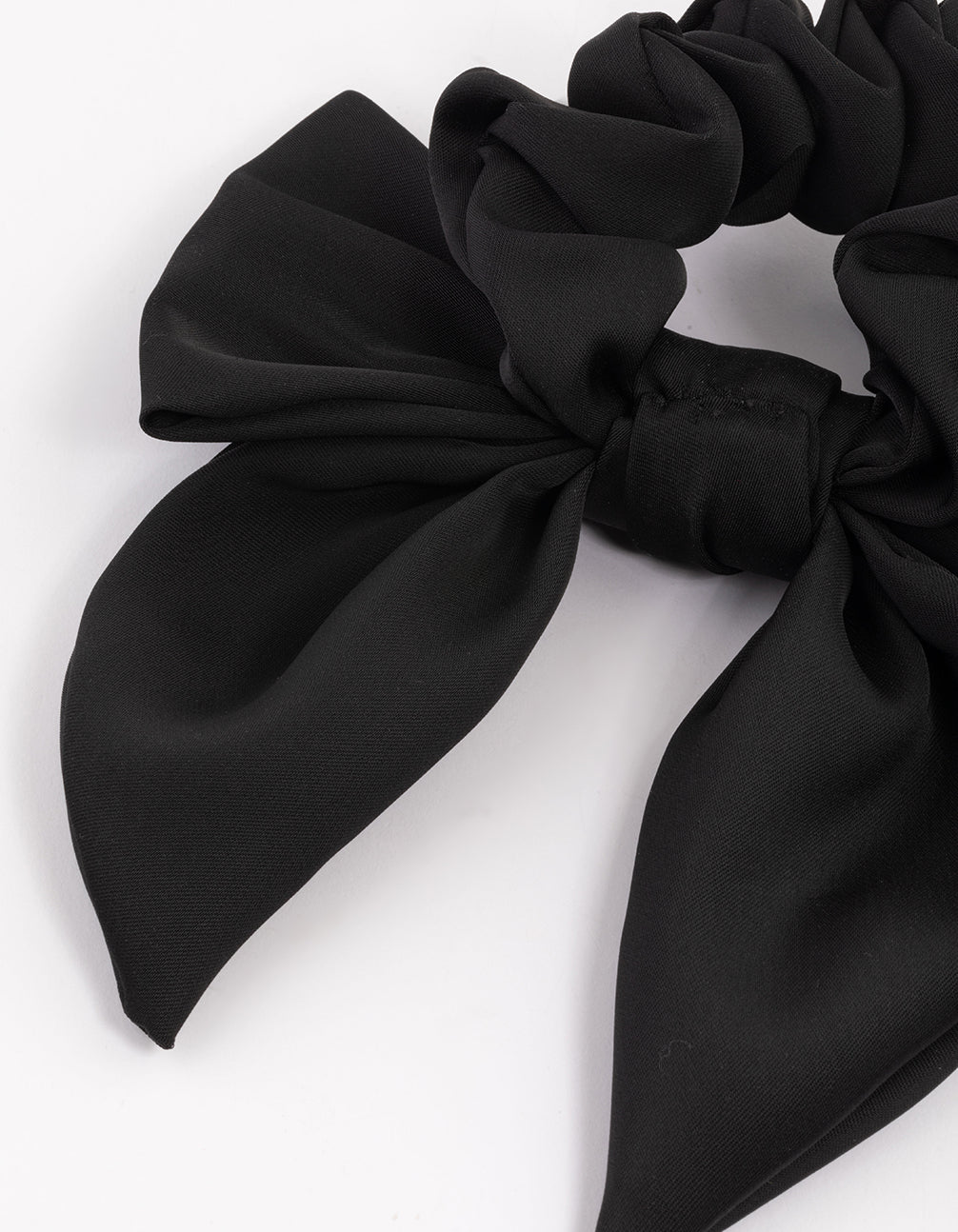 Black Medium Satin Scrunchie - Image 3