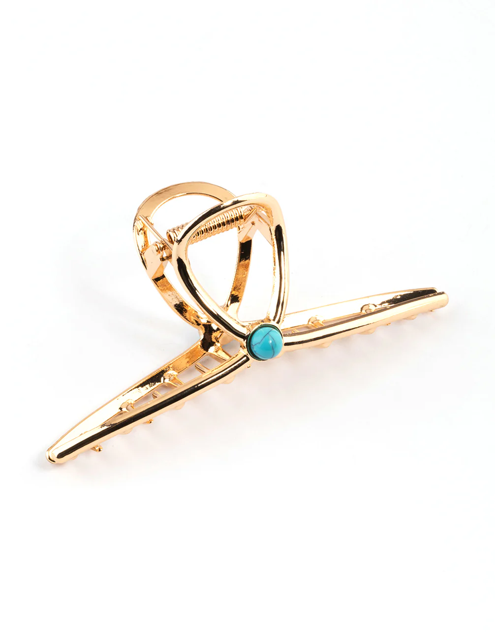 Turquoise Single Stone Gold Claw Clip - Image 2