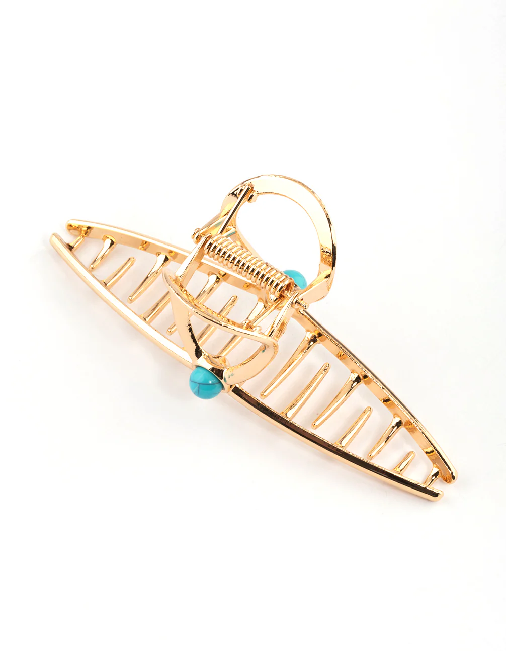 Turquoise Single Stone Gold Claw Clip - Image 3