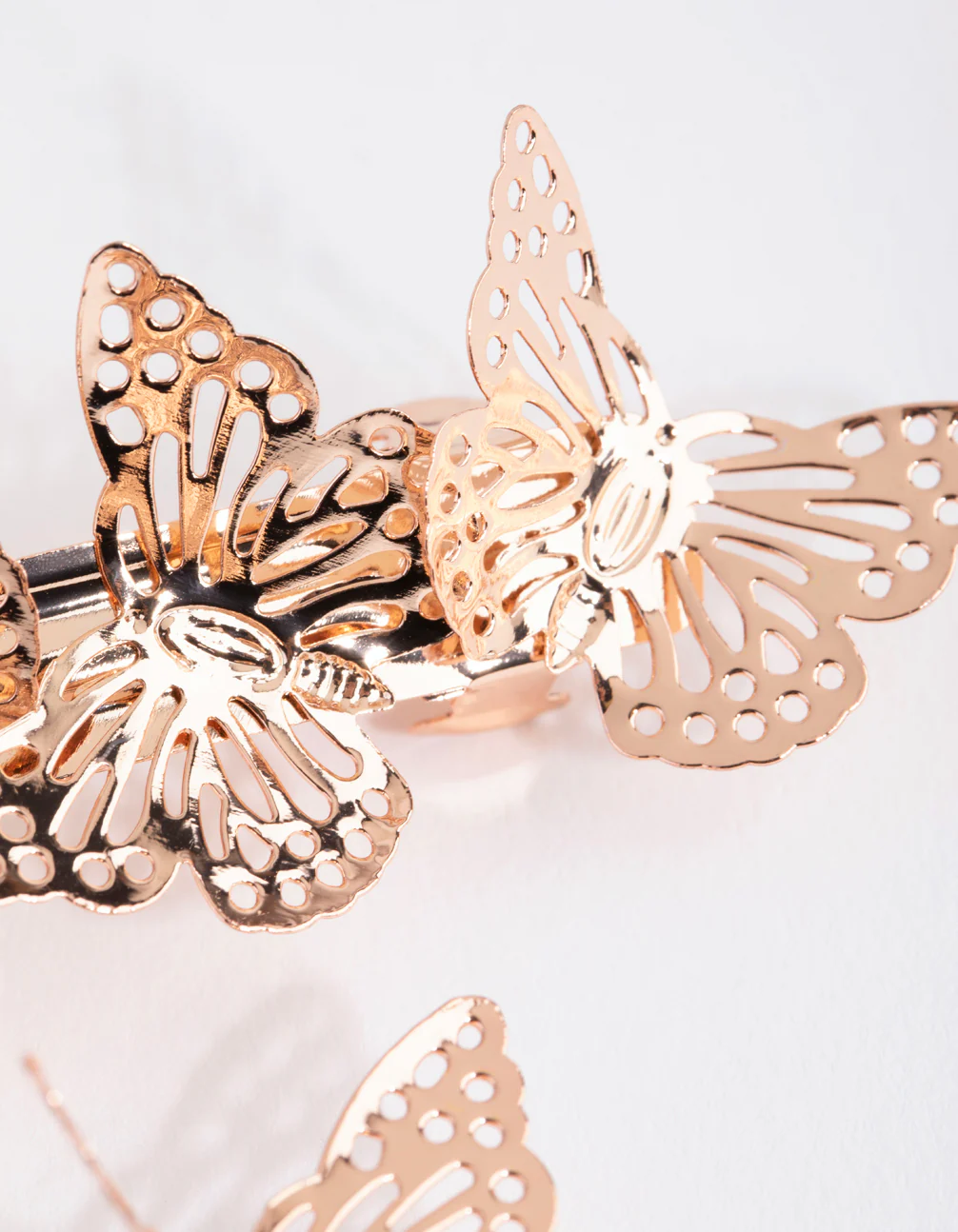 Rose Gold Butterfly Bar Clip Set - Image 3