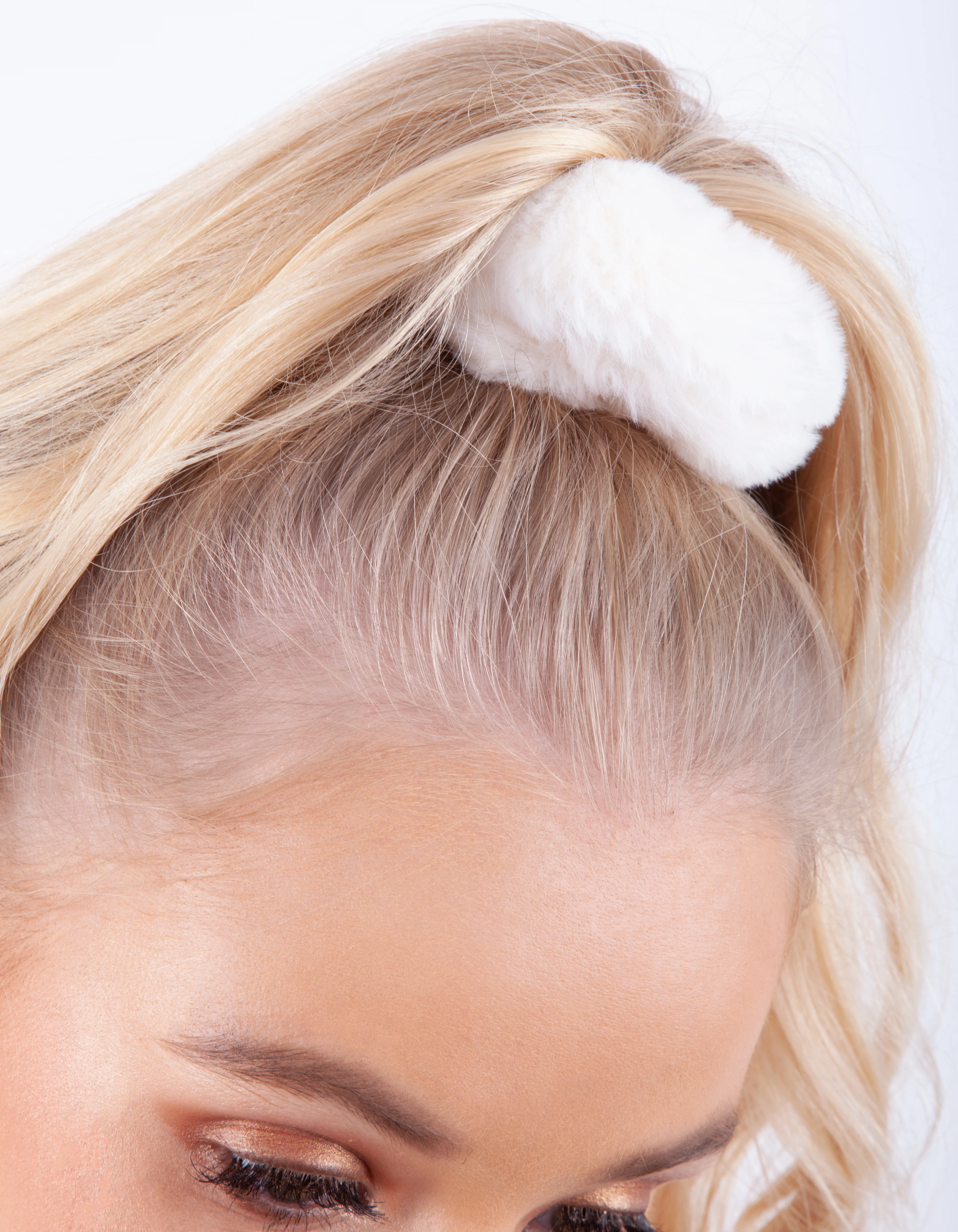 Purple White Faux Fur Scrunchie Pack - Image 3