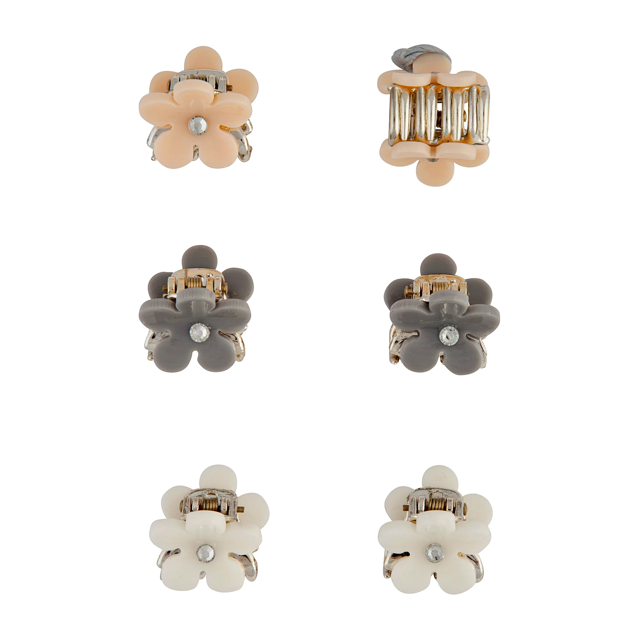 Blush White Grey Flower Diamante Hair Claw Pack - Image 2
