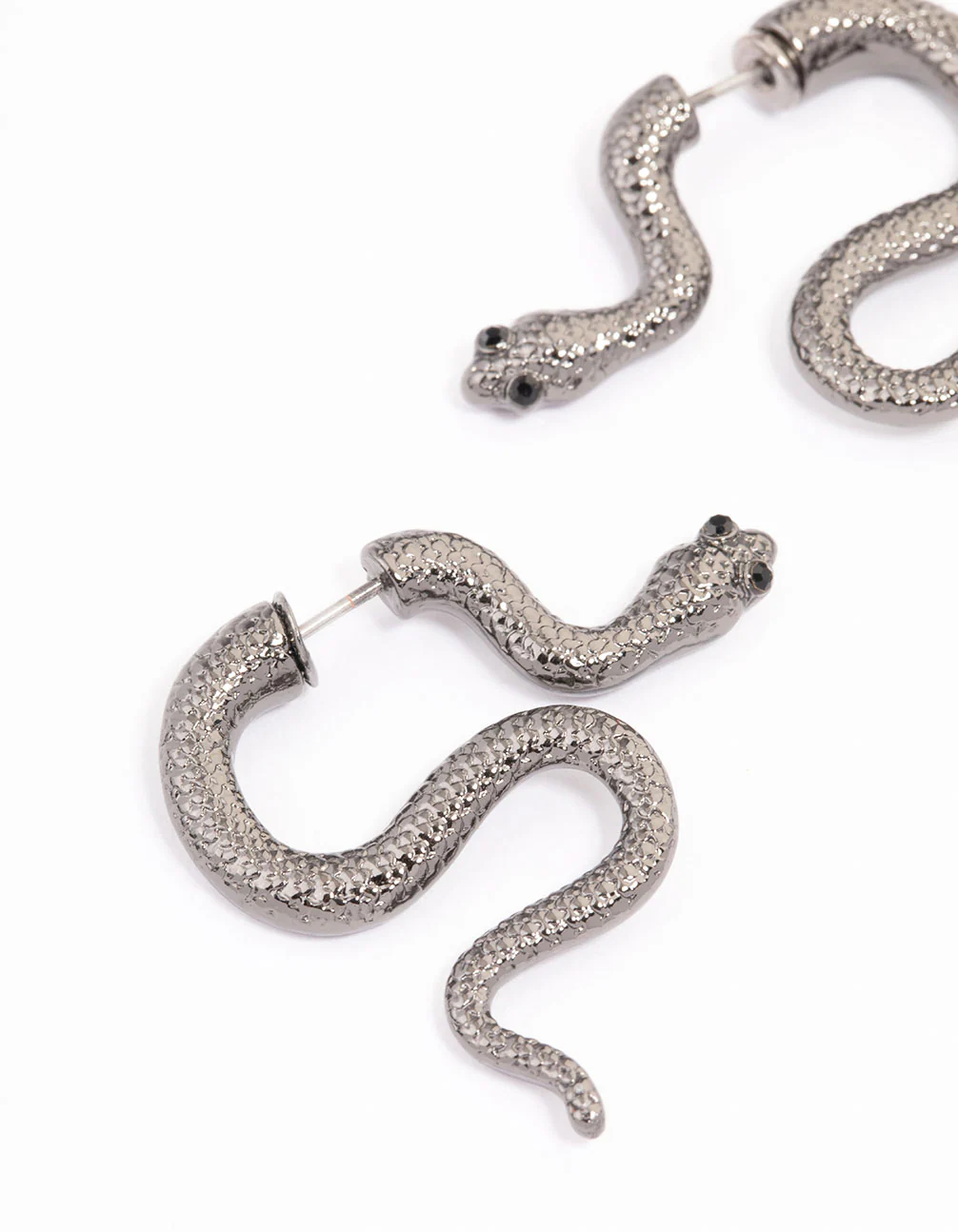 Gunmetal Slithering Snake Drop Earrings - Image 2