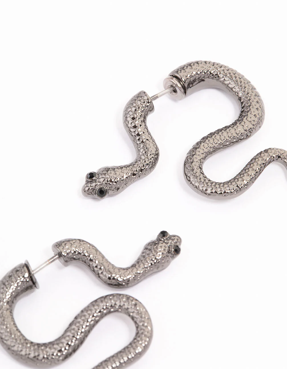 Gunmetal Slithering Snake Drop Earrings - Image 3