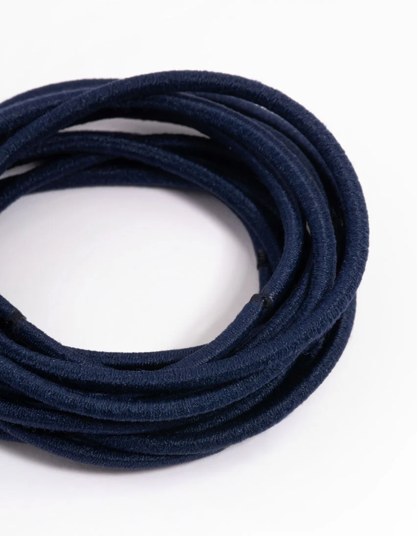 Navy Fabric Basic Thin Hair Ties 12-Pack - Image 2