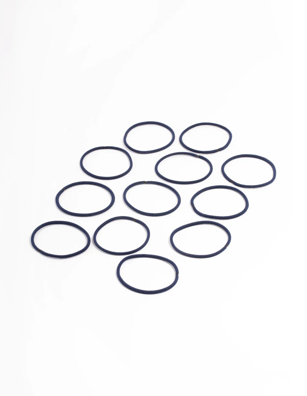 Navy Fabric Basic Thin Hair Ties 12-Pack - Image 3