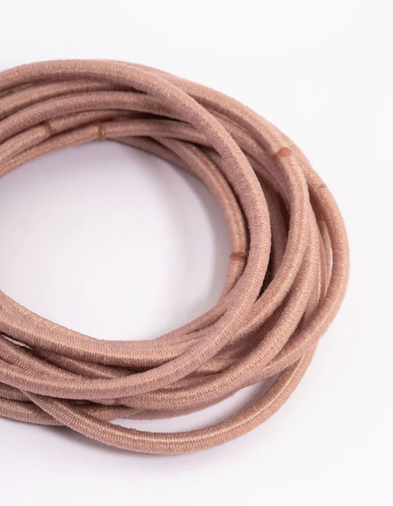 Black Fabric Basic Thin Hair Ties 12-Pack - Image 2