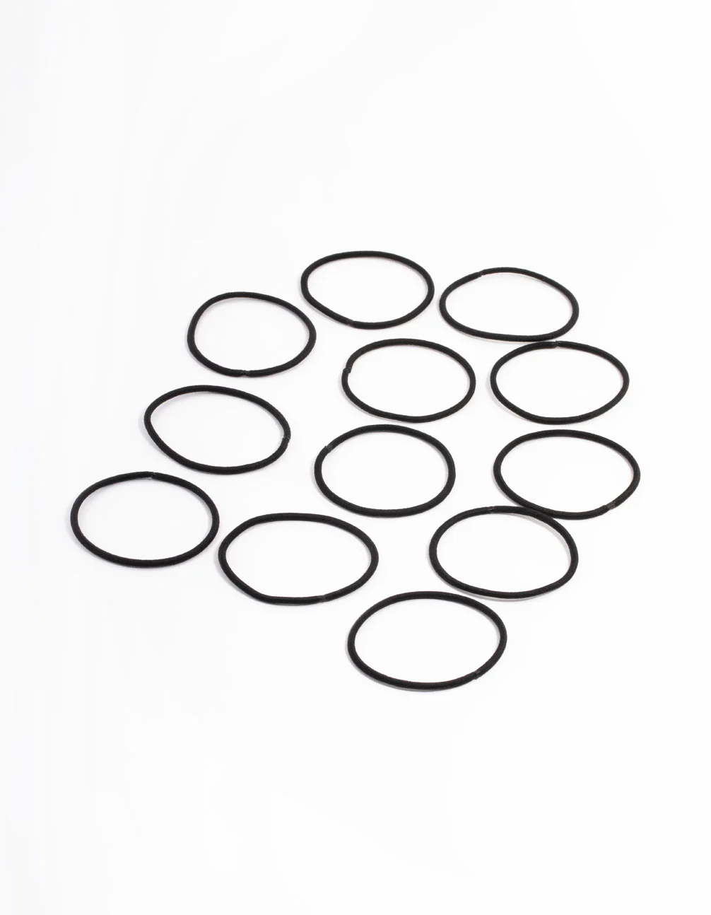 Black Fabric Basic Thin Hair Ties 12-Pack - Image 3