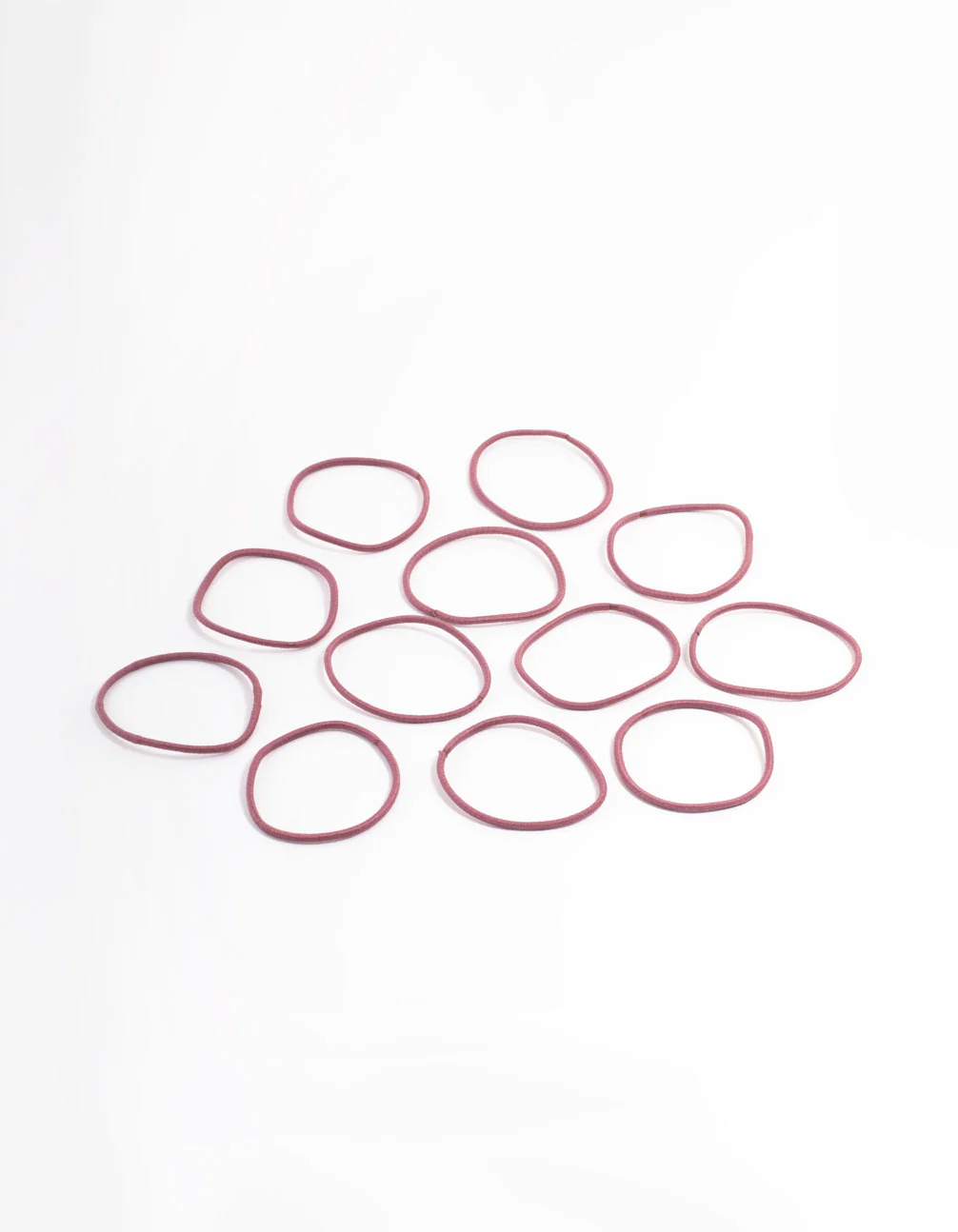 Maroon Fabric Basic Thin Hair Ties 12-Pack - Image 3