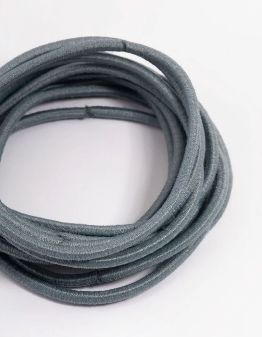 Blue Fabric Basic Thin Hair Tie 12-Pack - Image 2