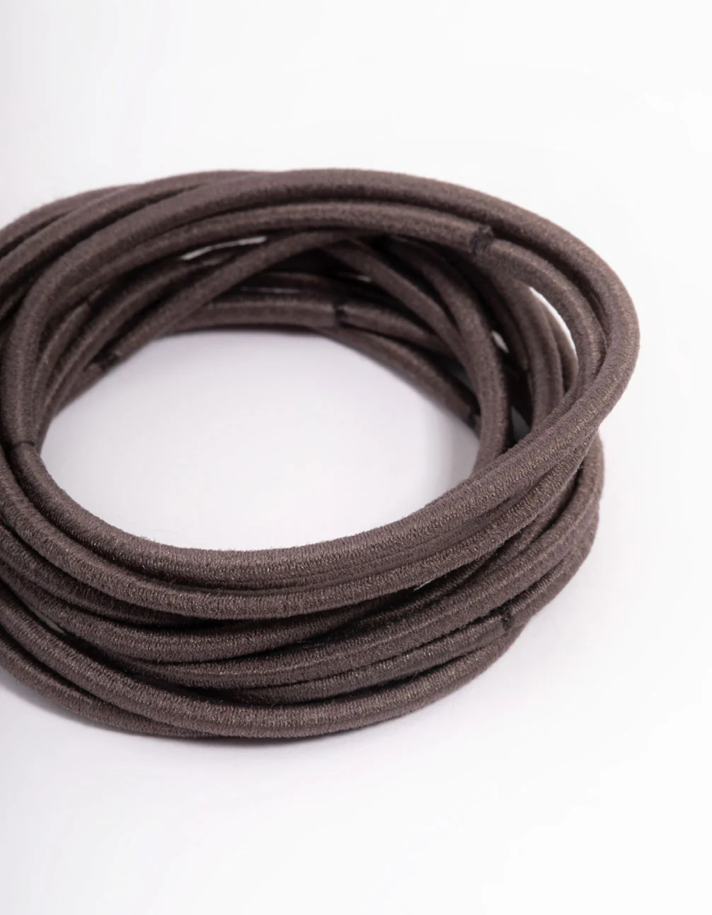 Brown Fabric Basic Thin Hair Ties 12-Pack - Image 2