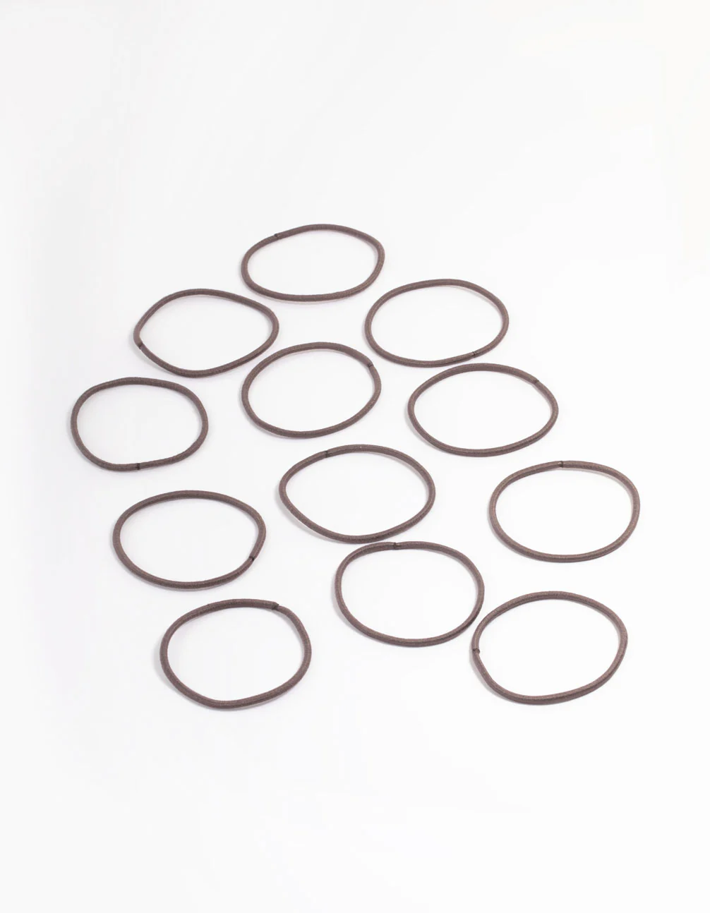 Brown Fabric Basic Thin Hair Ties 12-Pack - Image 3