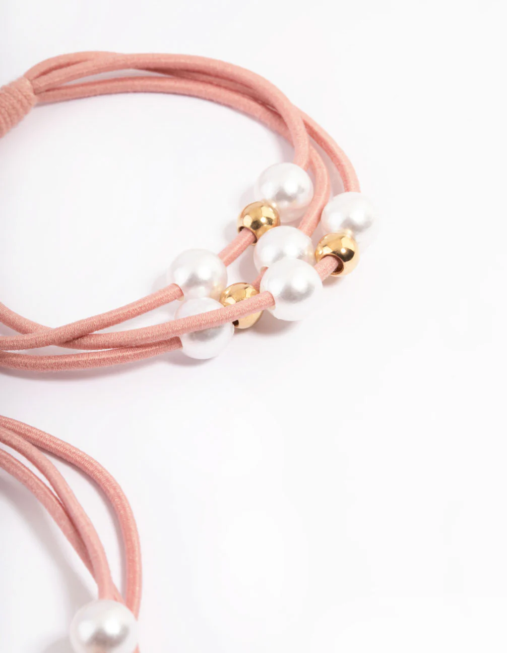 Pink Fabric Pearl & Bead Hair Tie Pack - Image 2