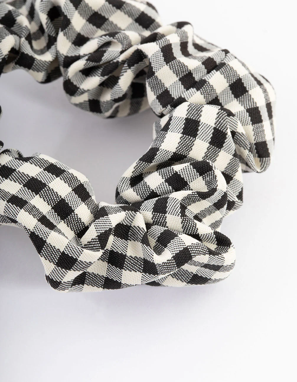 Black Fabric Checkered Scrunchie - Image 2