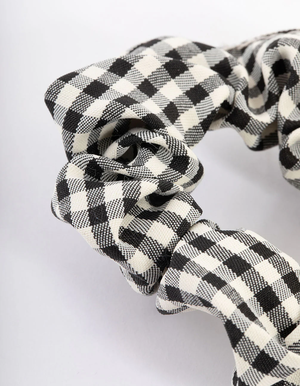 Black Fabric Checkered Scrunchie - Image 3