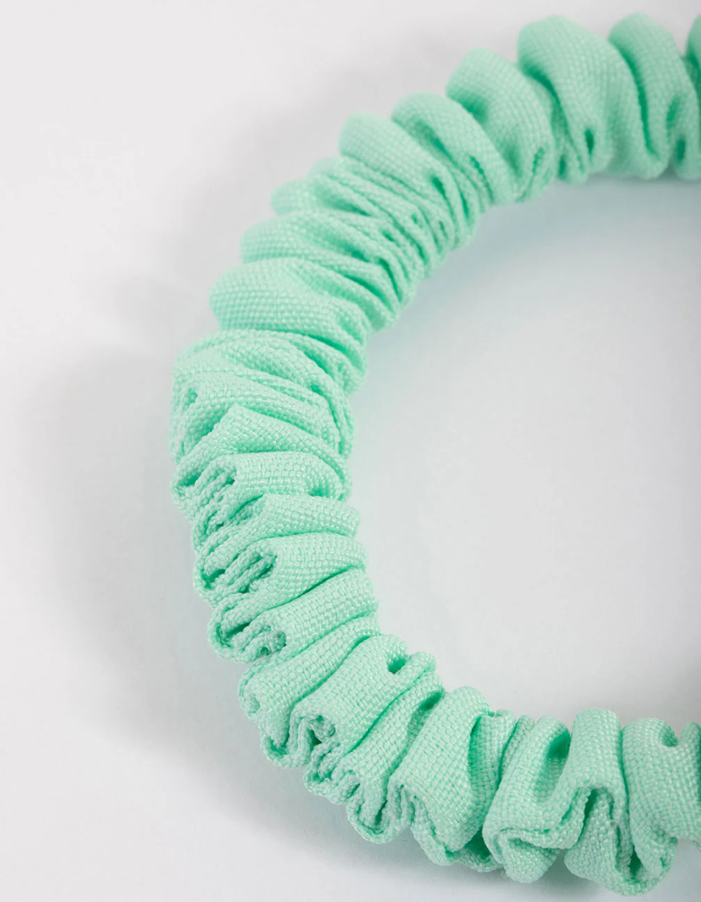 Turqouise Fabric Clamp Thin Scrunchie - Image 3