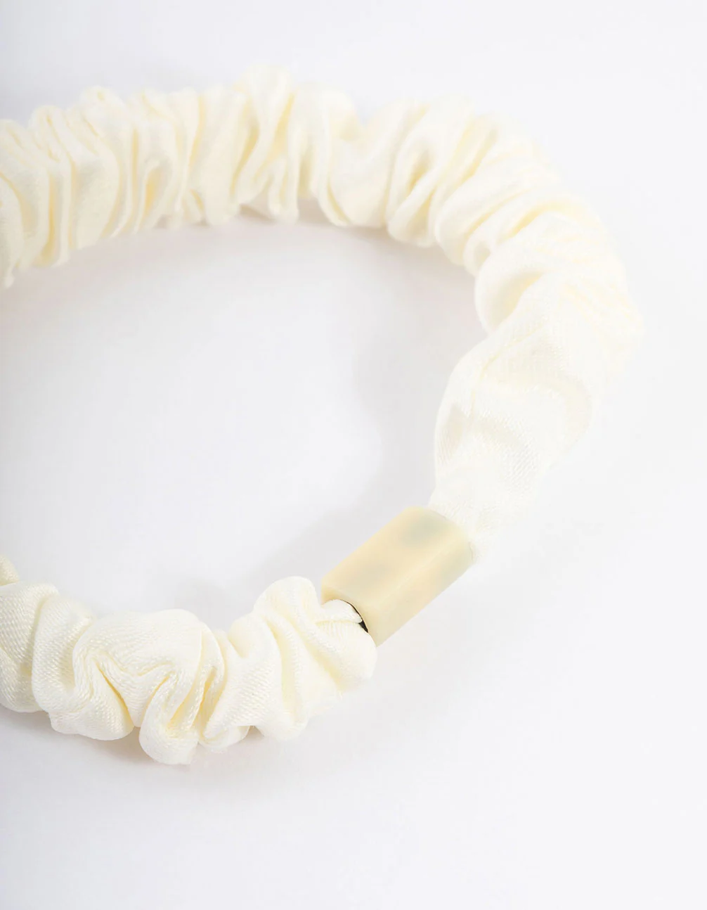 Cream Fabric Clamp Thin Scrunchie - Image 2