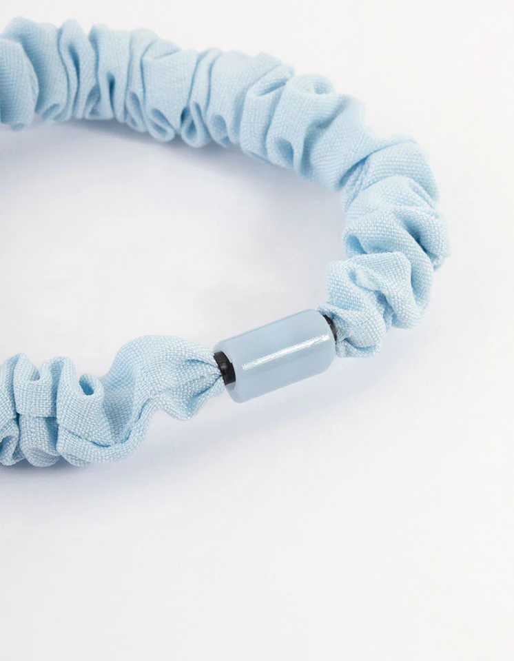 Blue Fabric Clamp Thin Scrunchie - Image 2