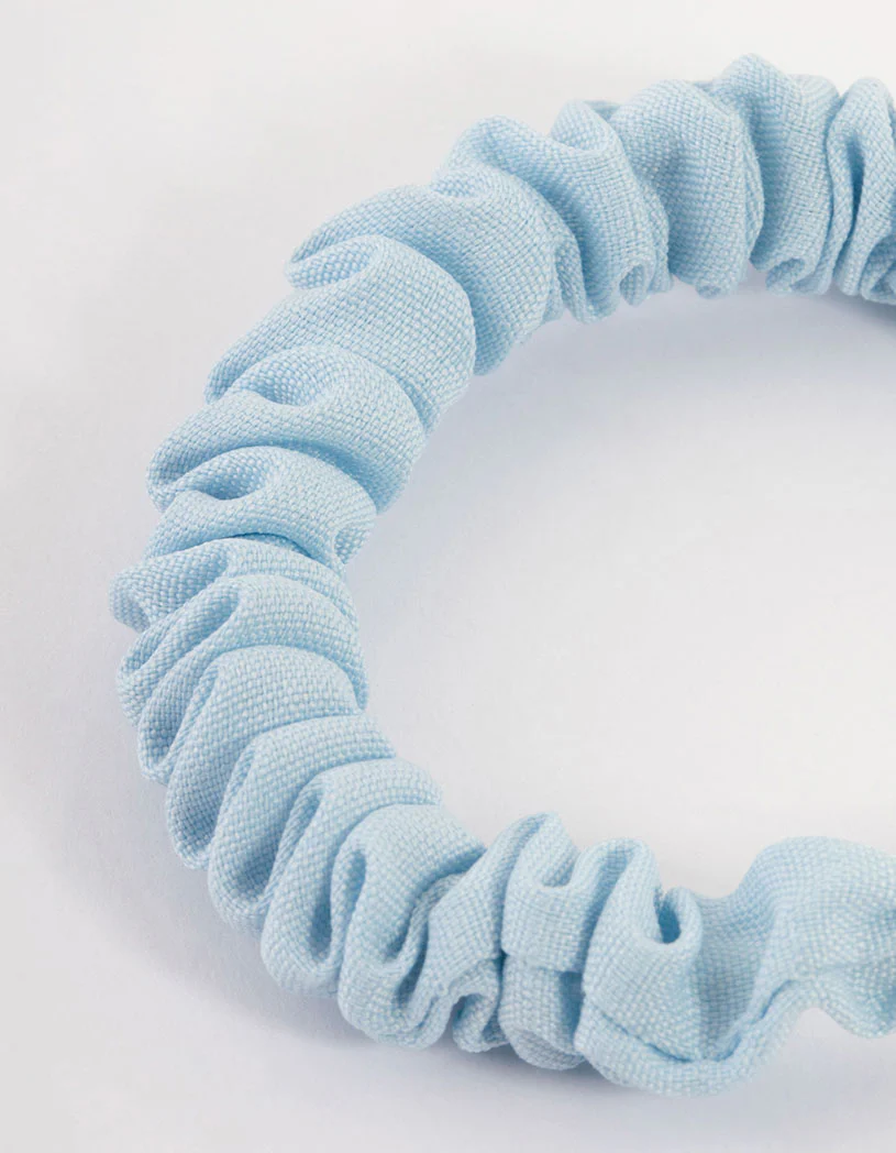 Blue Fabric Clamp Thin Scrunchie - Image 3