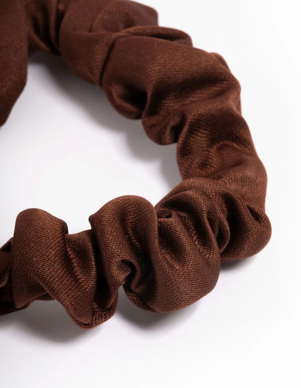 Brown Fabric Narrow Scrunchie - Image 2