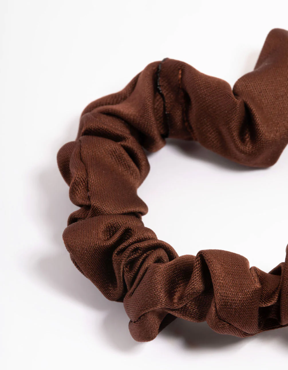 Brown Fabric Narrow Scrunchie - Image 3