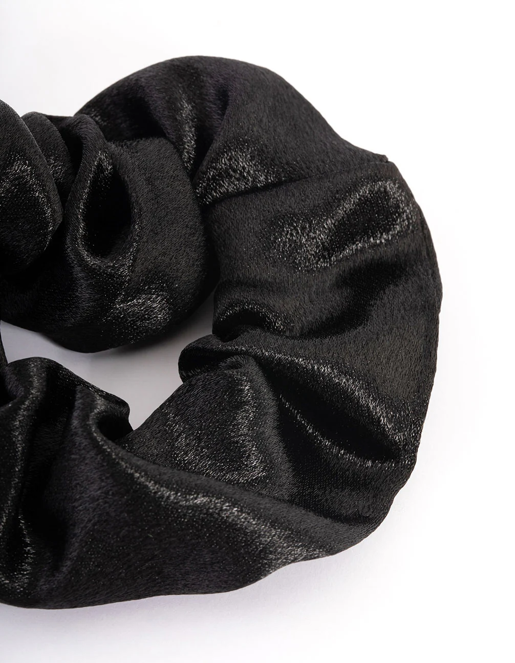 Fabric Black Satin Scrunchie - Image 2