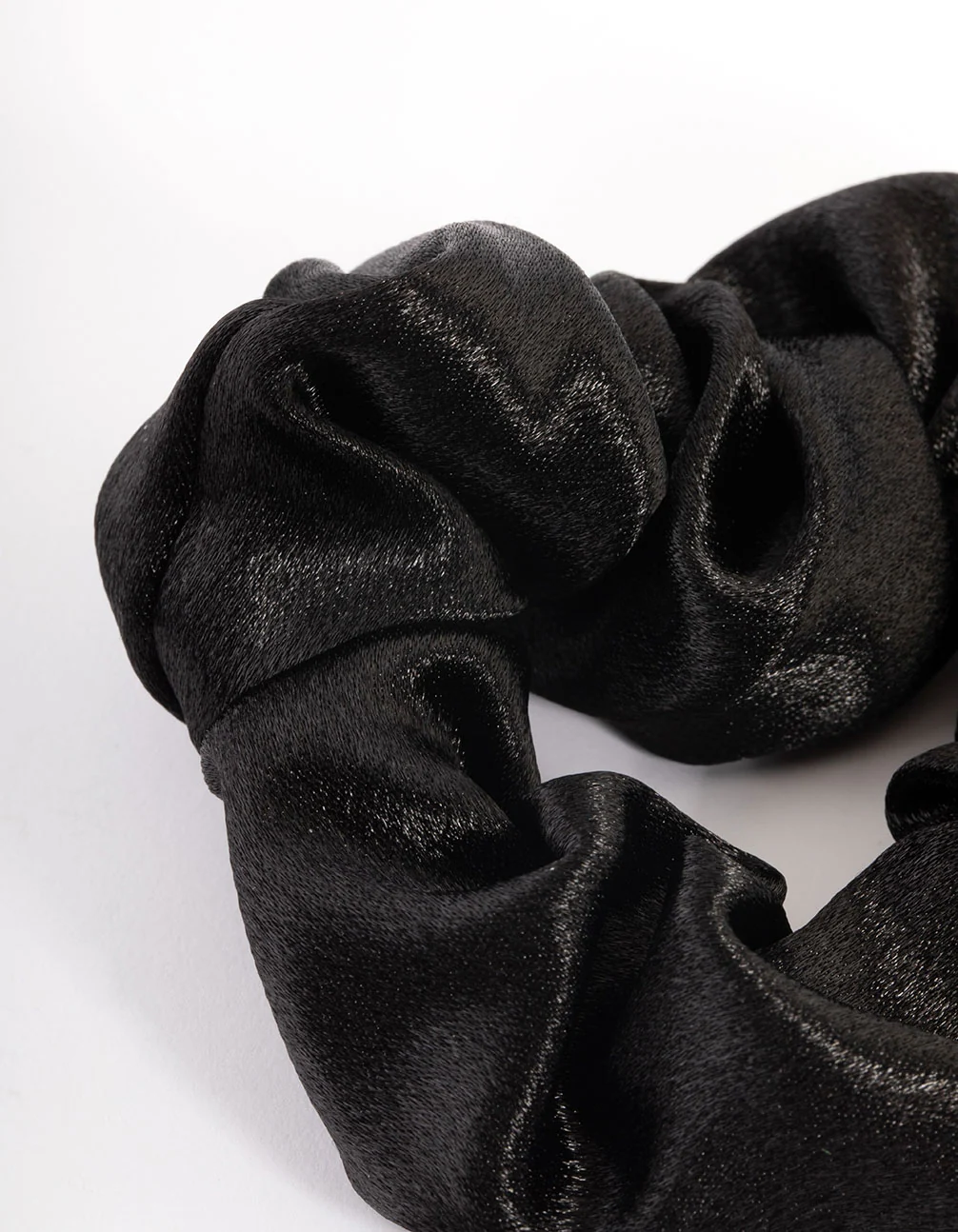 Fabric Black Satin Scrunchie - Image 3