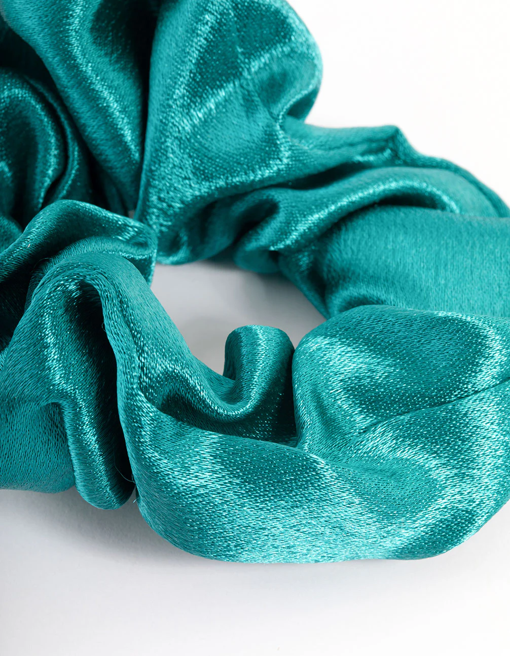 Teal Fabric Satin Scrunchie - Image 2
