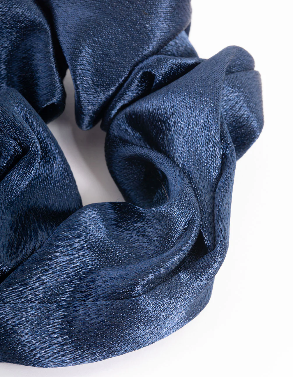 Navy Fabric Satin Scrunchie - Image 2