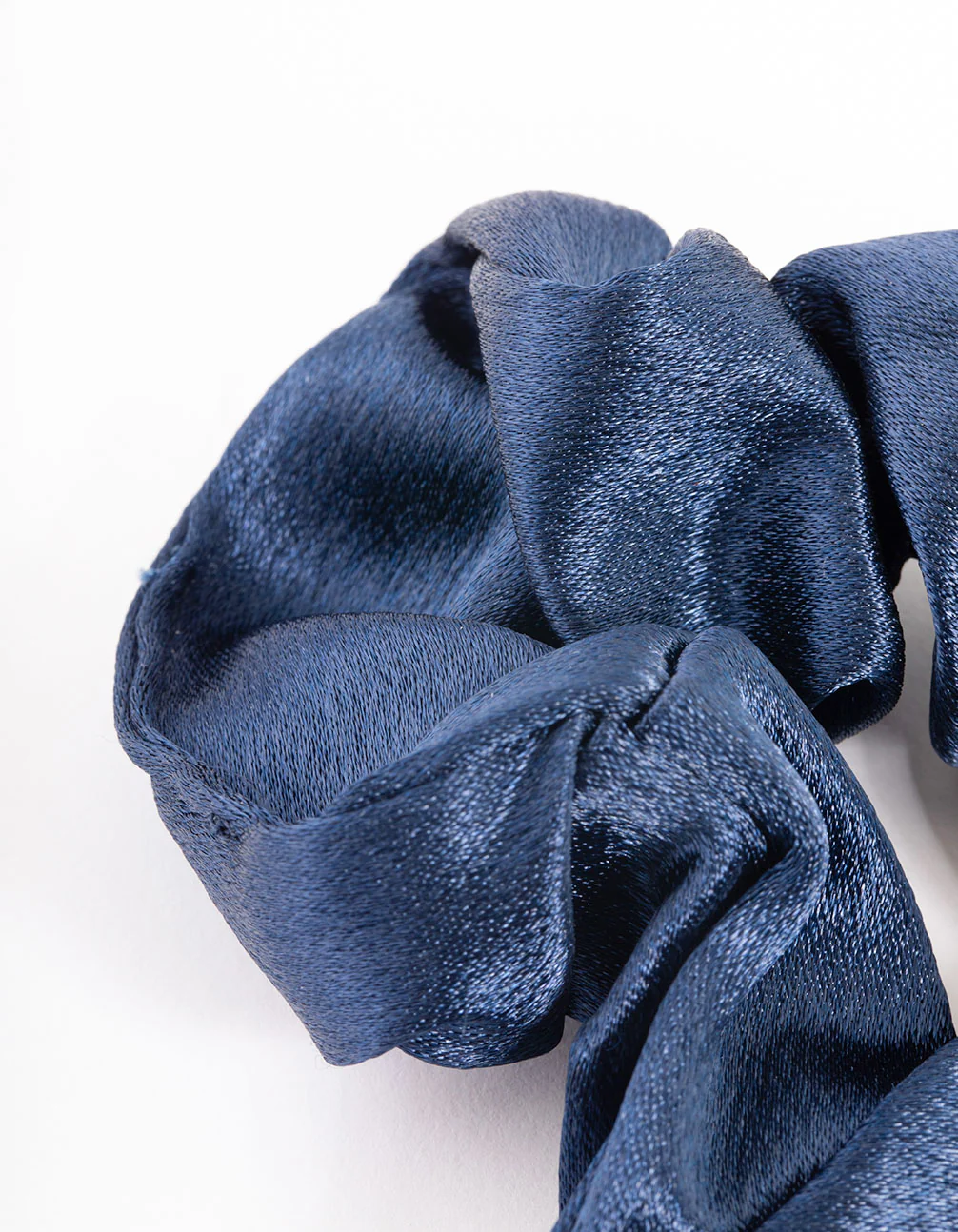 Navy Fabric Satin Scrunchie - Image 3