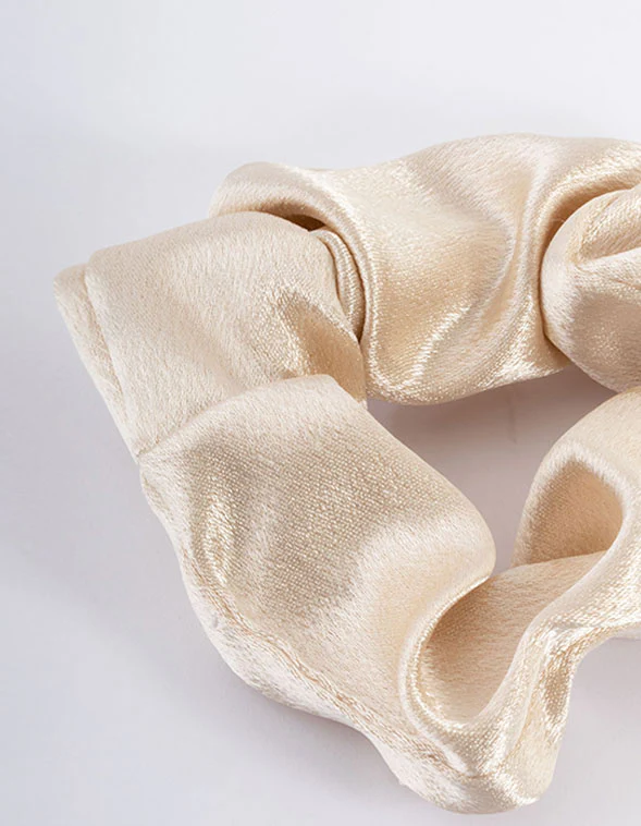 Cream Fabric Satin Scrunchie - Image 3