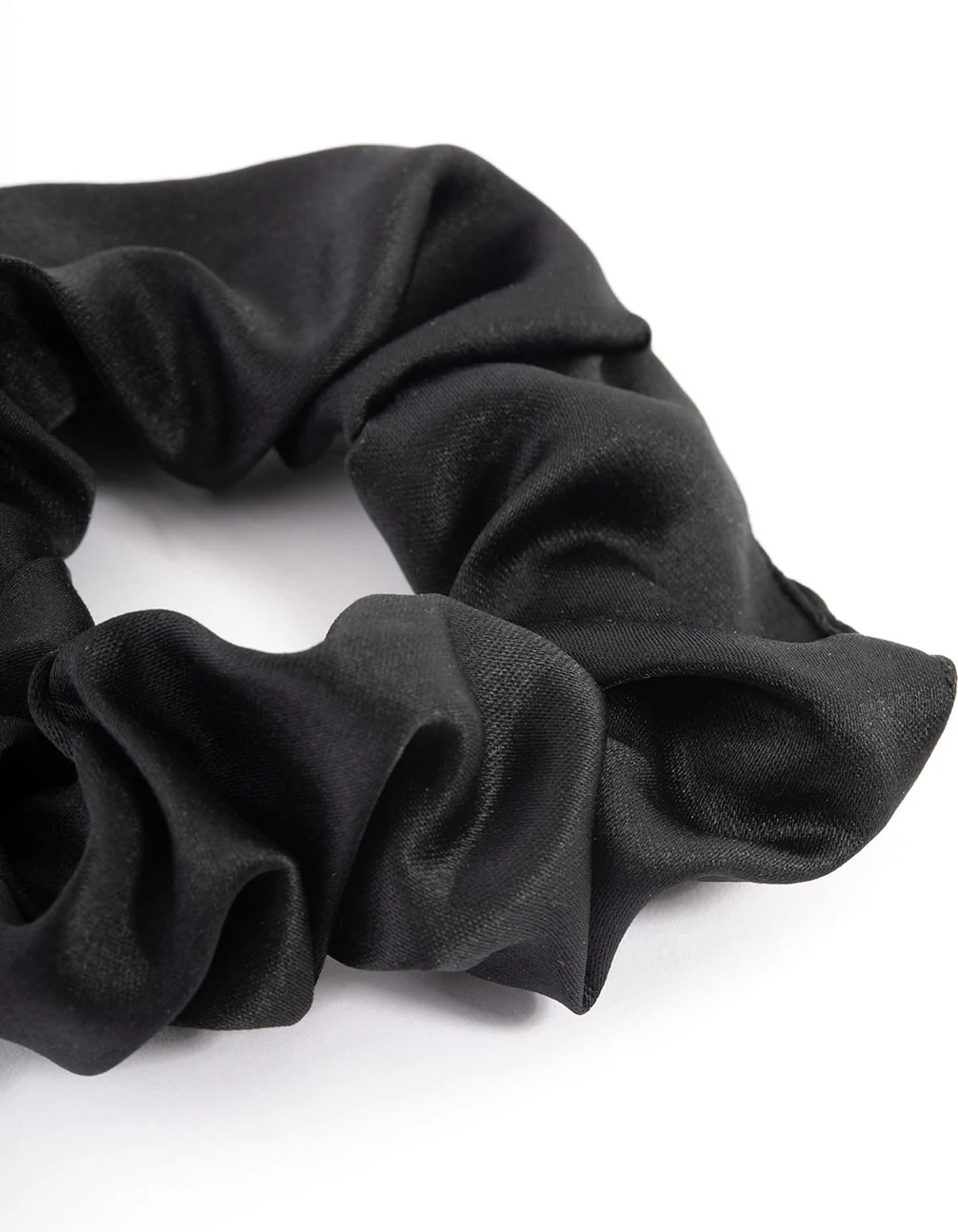 Fabric Black Satin Scrunchie - Image 2
