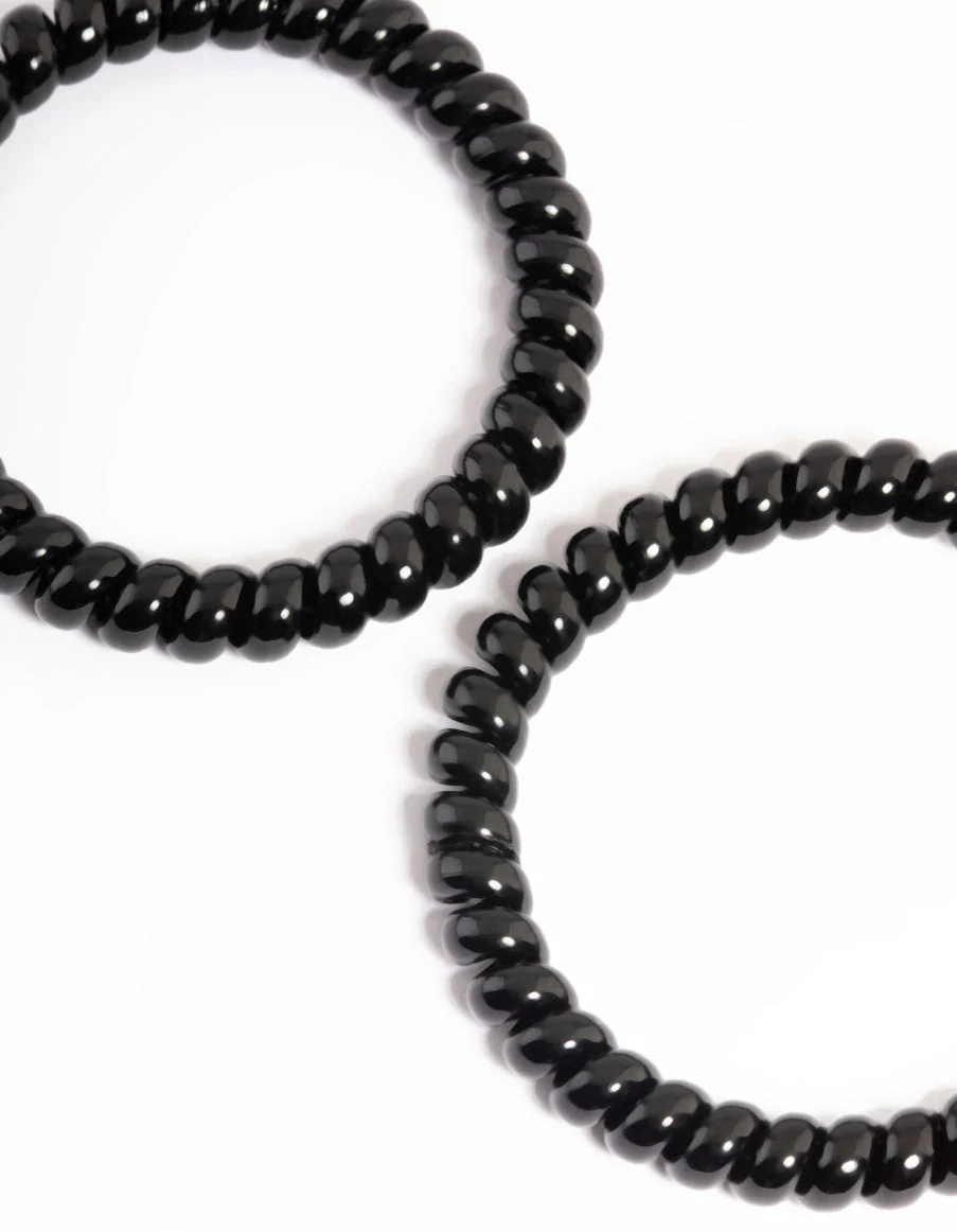 Black Plastic Narrow Hair Spiral Pack - Image 2