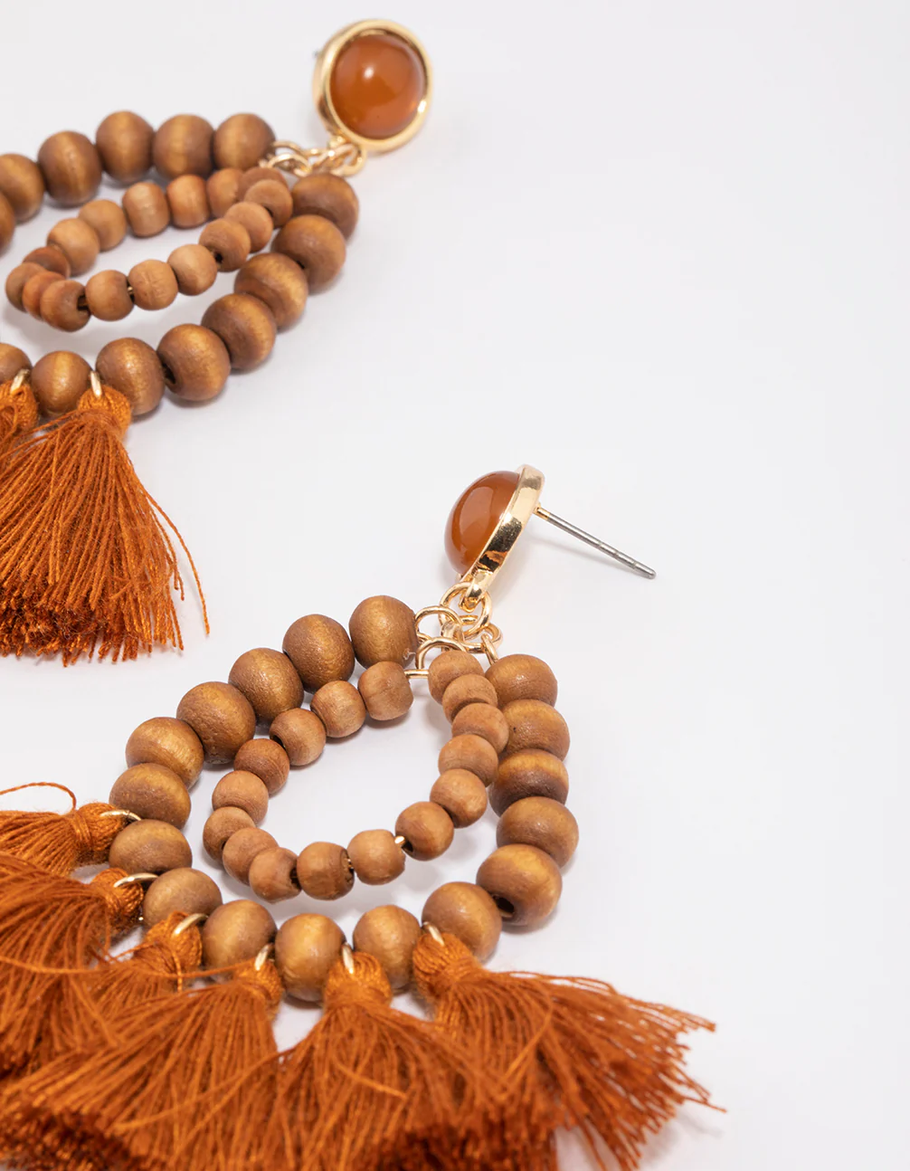 Gold Fringe Ball Drop Earrings - Image 3