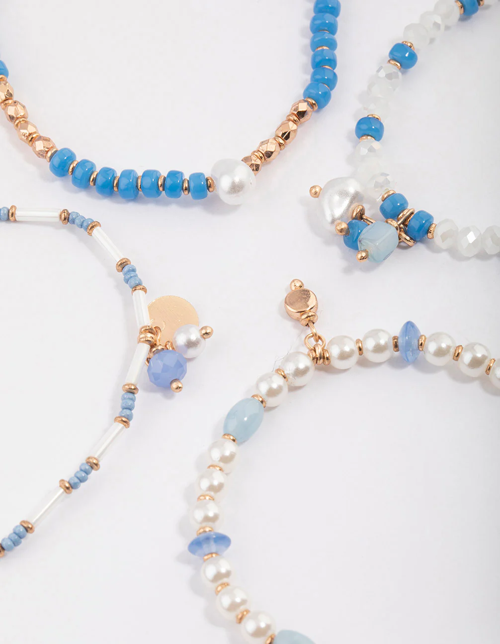 Gold Mixed Facet Pearly Bead Pack Bracelet - Image 2