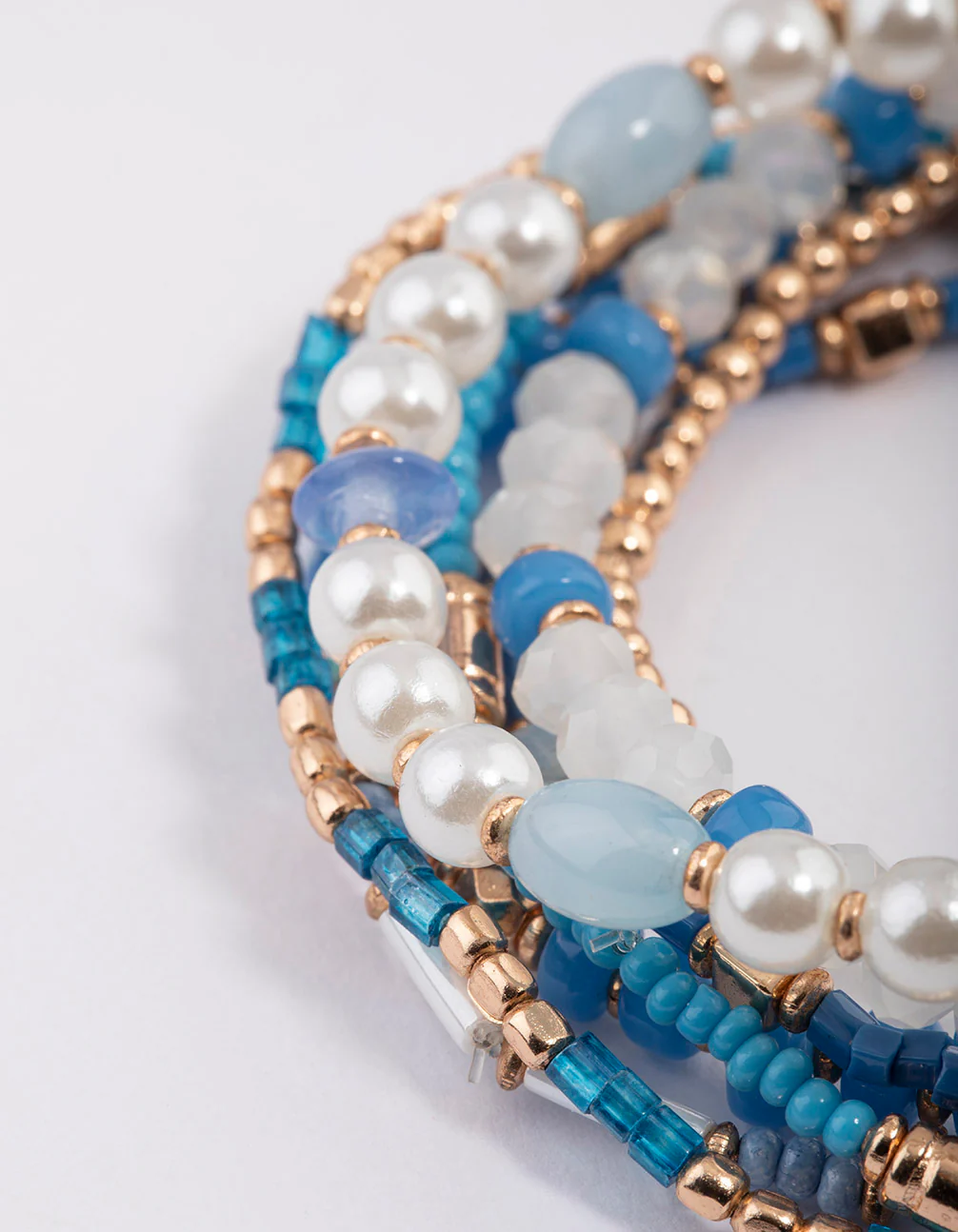 Gold Mixed Facet Pearly Bead Pack Bracelet - Image 3