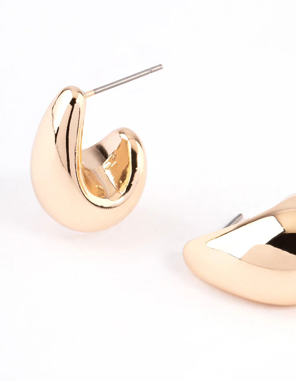 Gold Pear Huggie Hoop Earrings - Image 2