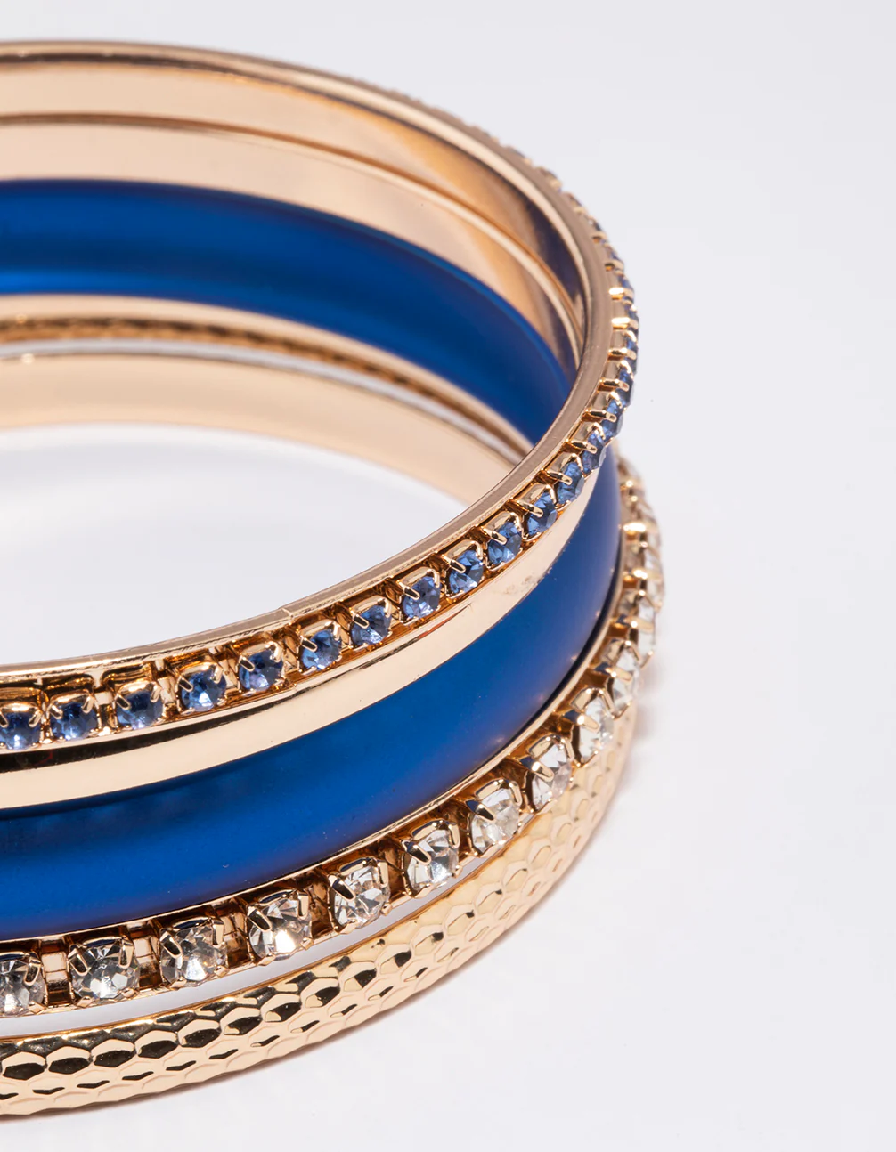 Gold Pearlised Diamante Bangle 5-Pack - Image 2