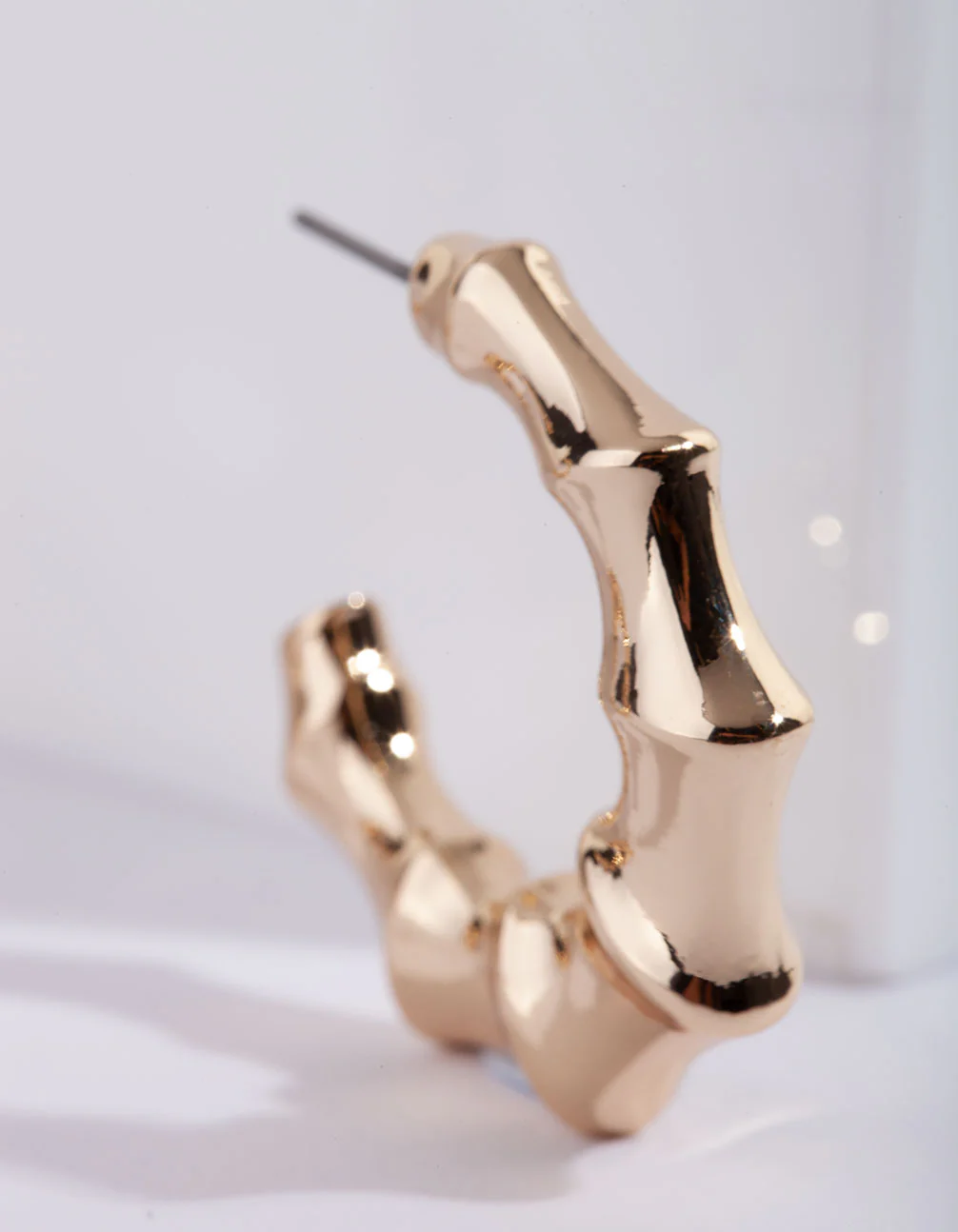 Gold Bamboo 3/4 Hoop Earrings - Image 3