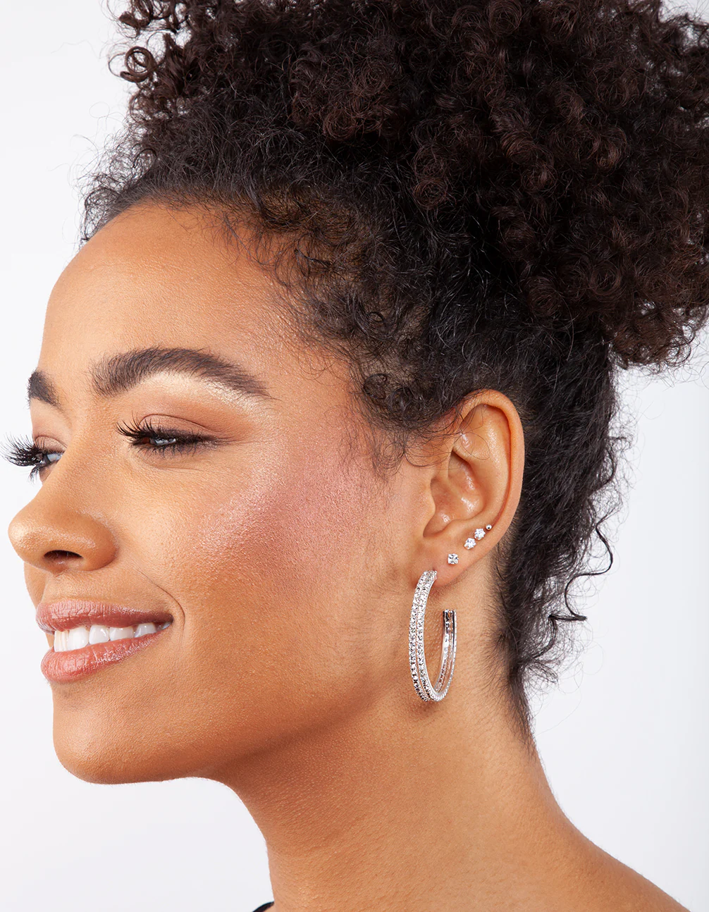 Double Row Diamante Hoop Earrings - Image 2