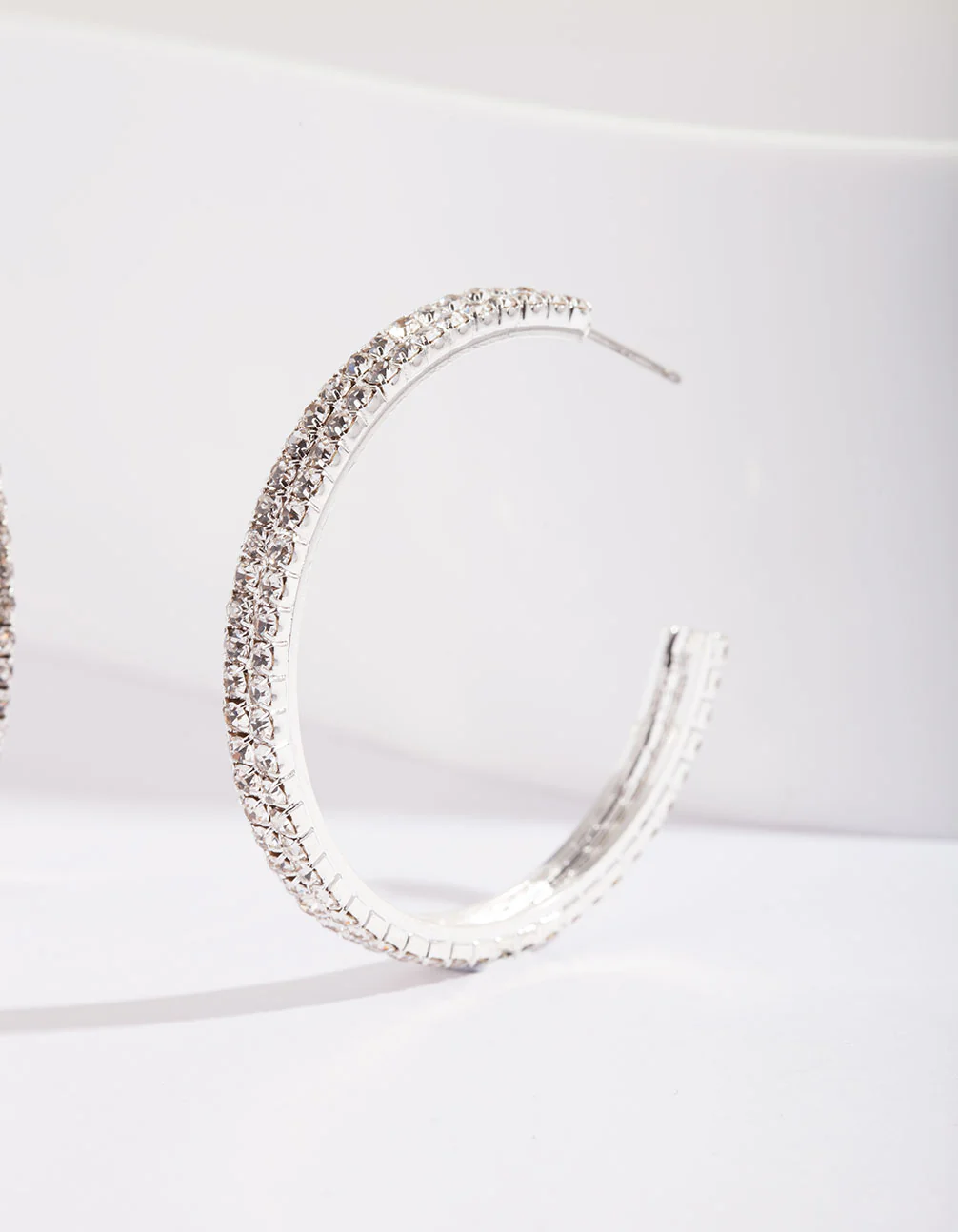 Double Row Diamante Hoop Earrings - Image 4