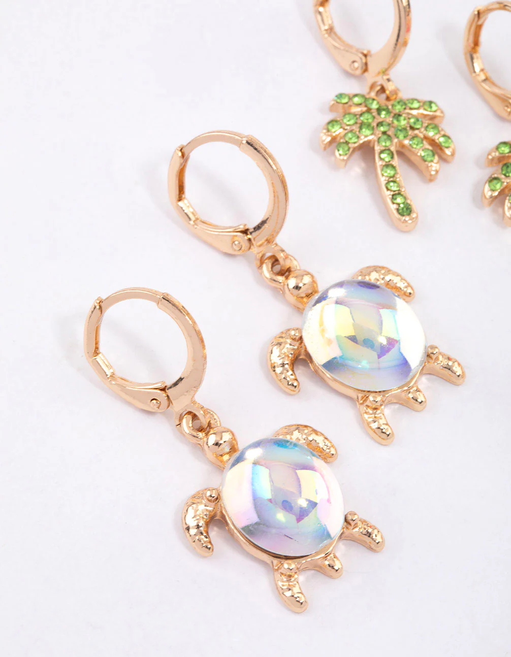 Gold Bling Palm Tree Earrings 4-Pack - Image 2